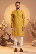 Yellow Silk Blend Solid Solid Kurta With Trousers MKSET2222