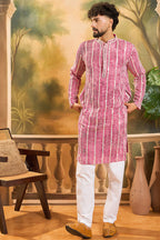 Red Viscose Rayon Shibori Embroidered Straight Kurta MKU1413