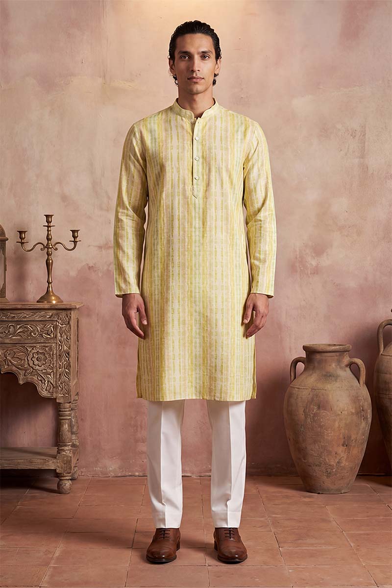 Multi Silk Blend Abstract Printed Kurta With Trousers MKSET2255