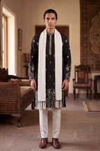 Black Silk Blend Solid Embroidered Straight Kurta Sets MKUD1782
