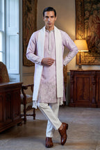 Lavender Silk Blend Floral Embroidered Straight Kurta Sets MKPD1781