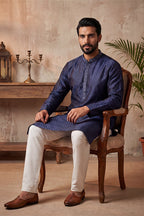 Blue Jacquard Woven Design Straight Kurta MKU2227