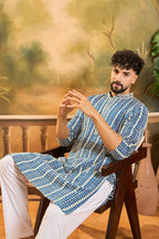 Blue Viscose Rayon Embroidered Straight Kurta MKU1412