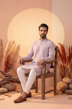 Lavender Silk Blend Solid Solid Kurta With Trousers MKSET2219