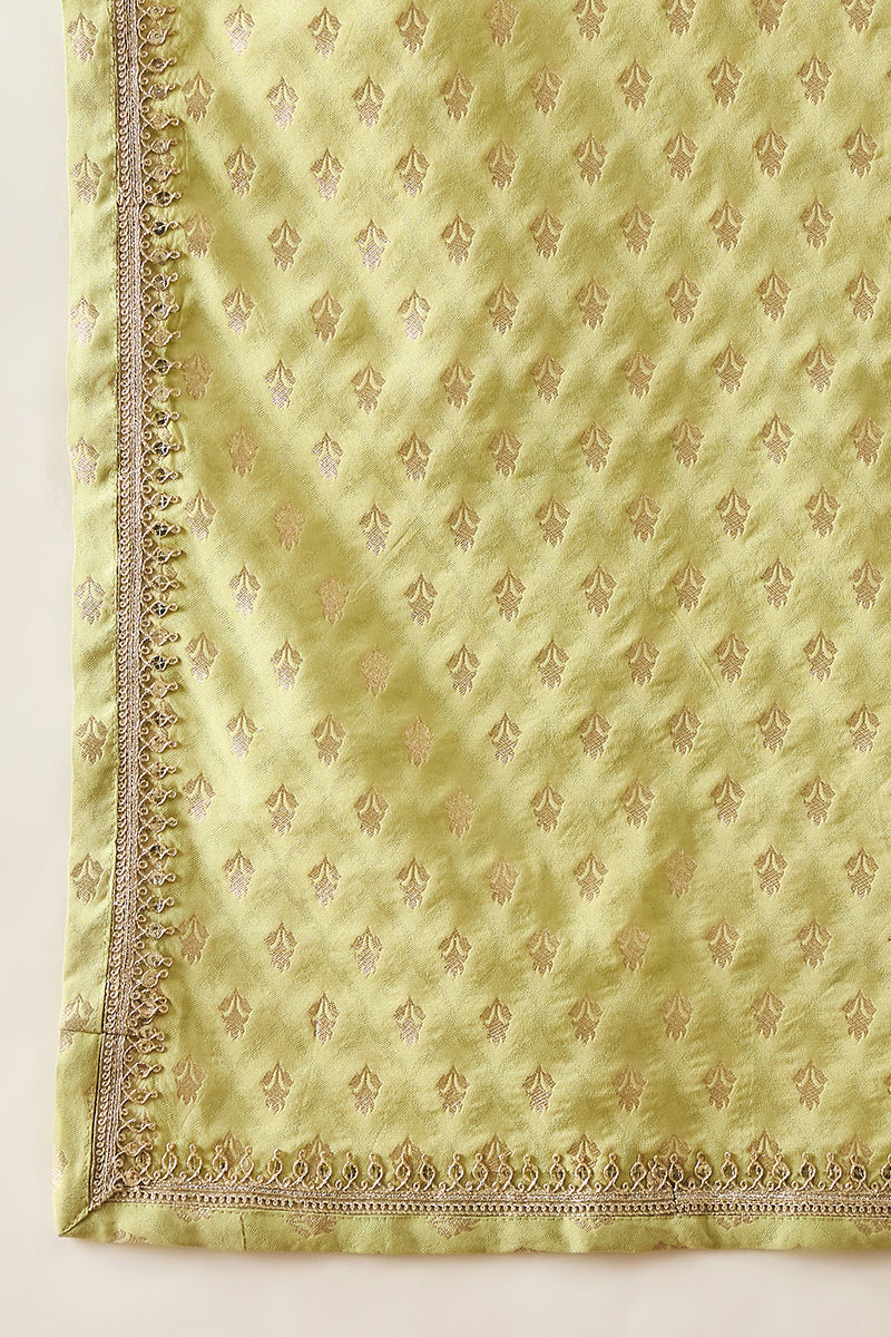 Green Jacquard Woven Design Floral Straight Kurta Sets MKPD1018
