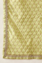 Green Jacquard Woven Design Floral Straight Kurta with Dupatta MKUD1018