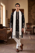Black Silk Blend Solid Embroidered Straight Kurta Sets MKPD1782