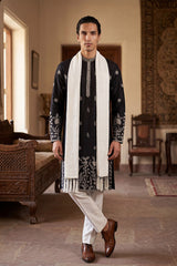 Black Silk Blend Solid Embroidered Straight Kurta Sets MKPD1782