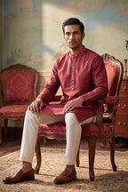 Maroon Jacquard Woven Design Straight Kurta MKU2342