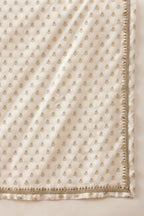 White Jacquard Woven Design Floral Straight Kurta Sets MKPD1049