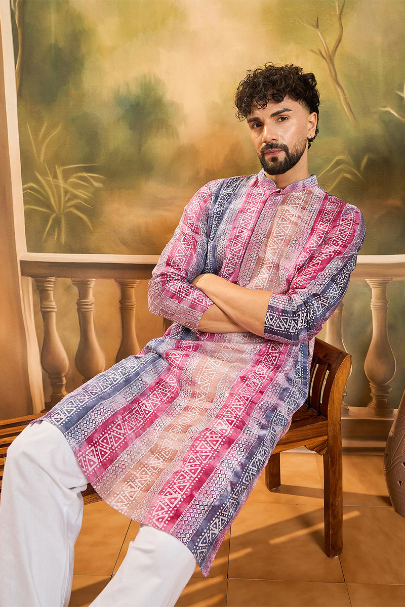 Multi Viscose Rayon Batik Printed Straight Kurta MKU1479
