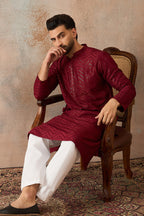 Maroon Rayon Embroidered Solid Straight Kurta MKU2188