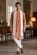 Peach Vartican Solid Embroidered Straight Kurta Sets MKUD1935