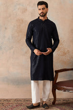 Blue Rayon Embroidered Solid Straight Kurta MKU2189