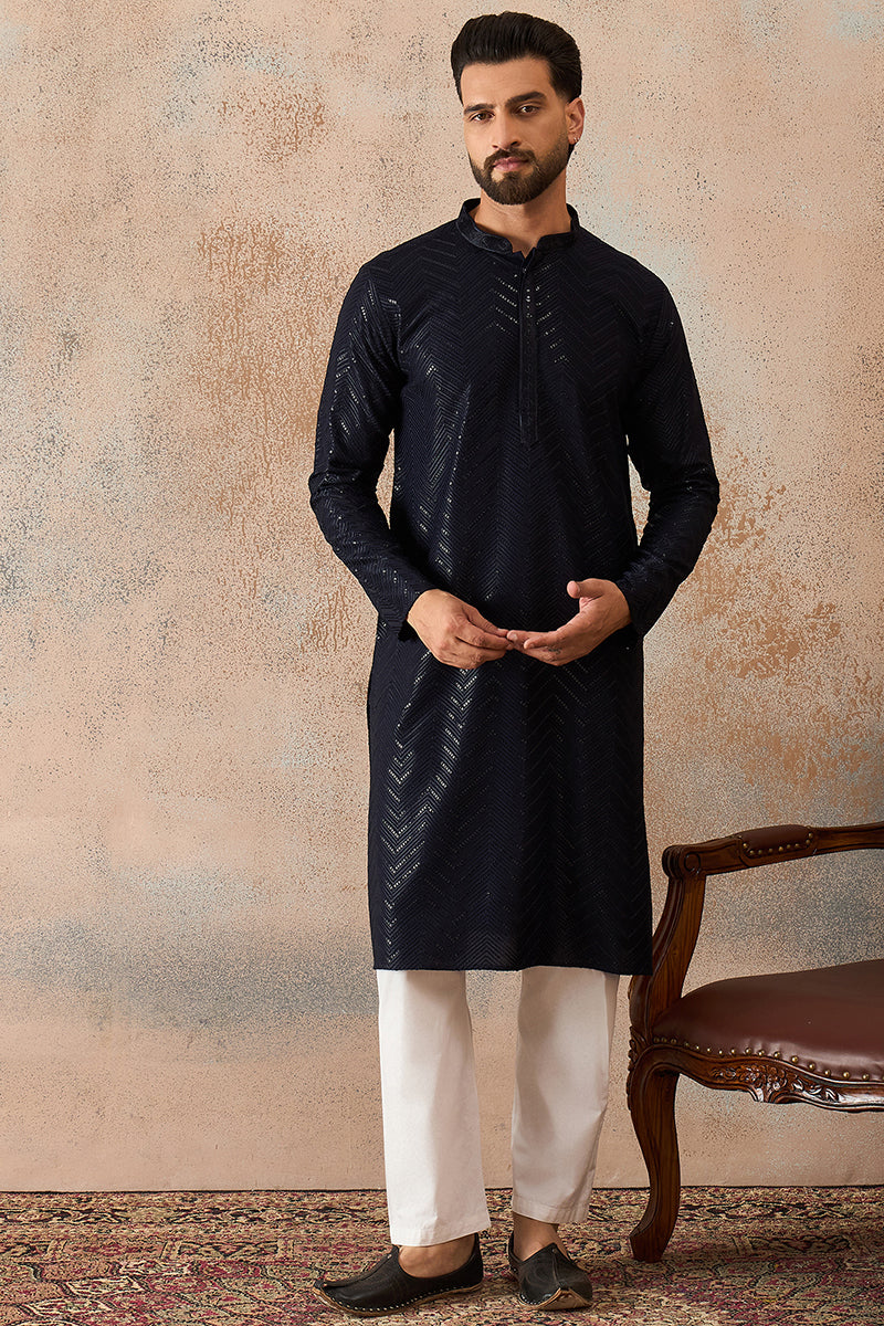 Blue Rayon Embroidered Solid Straight Kurta MKU2189