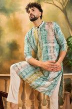 Green Viscose Rayon Batik Printed Straight Kurta MKU1480