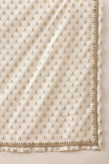 White Jacquard Woven Design Floral Straight Kurta with Dupatta MKUD1049