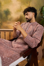 Brown Viscose Rayon Shibori Embroidered Straight Kurta MKU1484