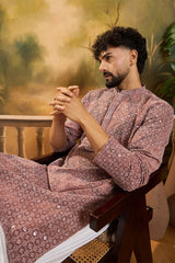Brown Viscose Rayon Shibori Embroidered Straight Kurta MKU1484
