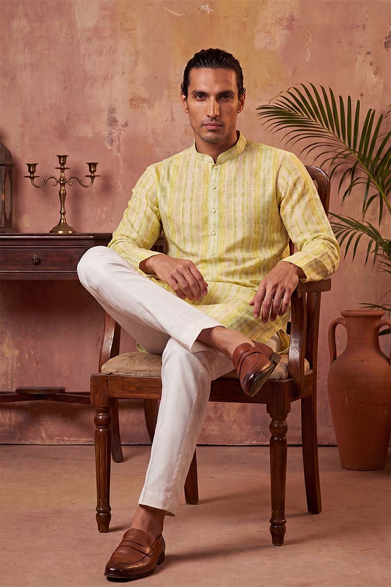 Multi Silk Blend Abstract Printed Kurta With Trousers MKSET2255