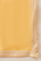 Yellow Silk Blend Woven Design Floral Straight Kurta with Dupatta MKUD1037