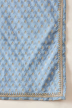 Blue Jacquard Woven Design Floral Straight Kurta Sets MKPD1019