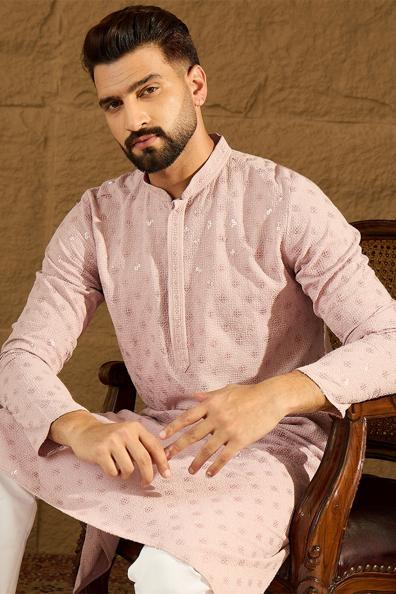 Purple Viscose Rayon Solid Embroidered Straight Kurta MKU1061