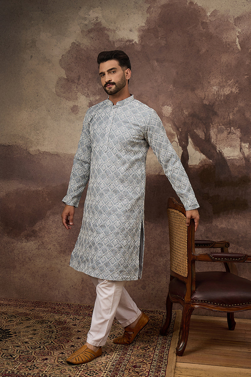 Blue Viscose Rayon Solid Embroidered Straight Kurta MKU1388