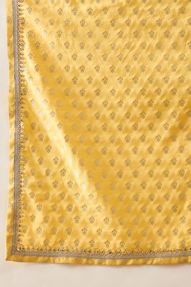 Yellow Jacquard Woven Design Floral Straight Kurta Sets MKPD1016