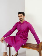 Pink Cotton Solid Woven Design Straight Kurta MKU1100