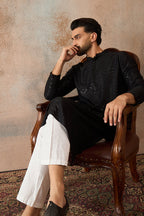 Black Rayon Embroidered Solid Straight Kurta MKU2190