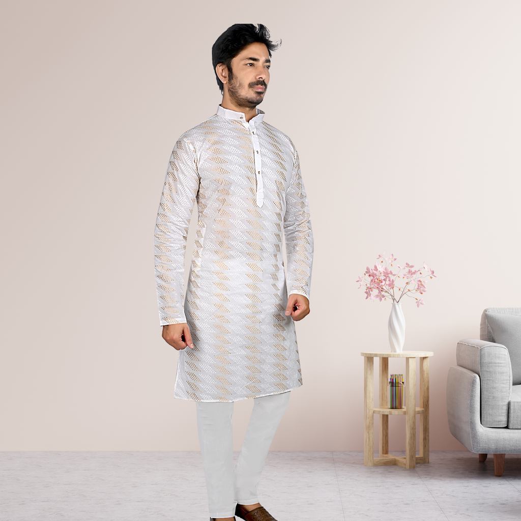 Cotton Kurta for Men - White | KPDU760723