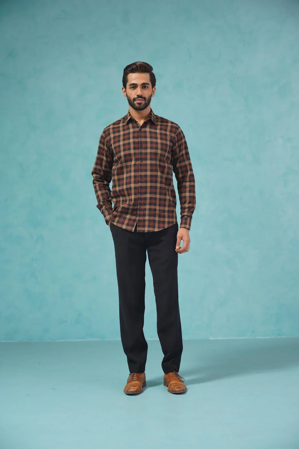 Checked Formal Shirt-SF-900Brown