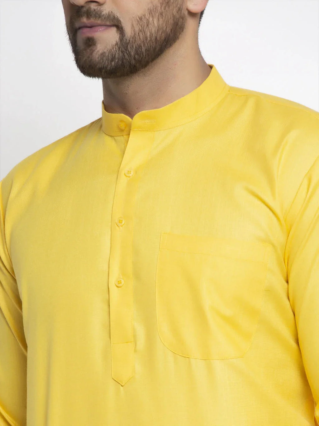 Men's Lemon Cotton Solid Kurta Payjama Sets