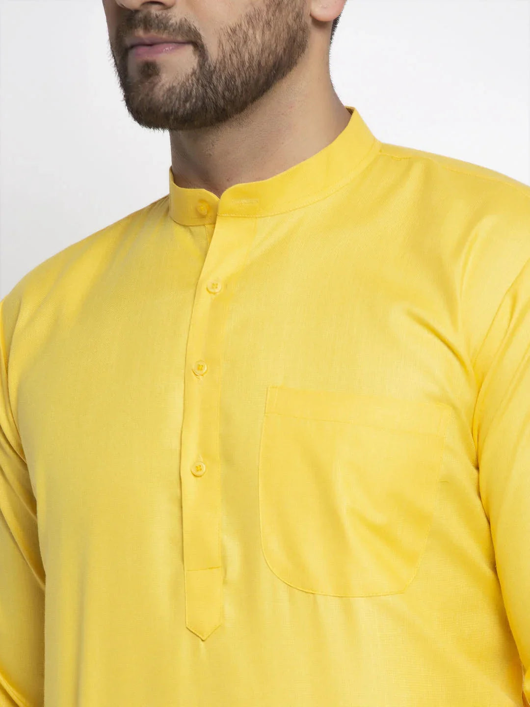 Men's Lemon Cotton Solid Kurta Payjama Sets
