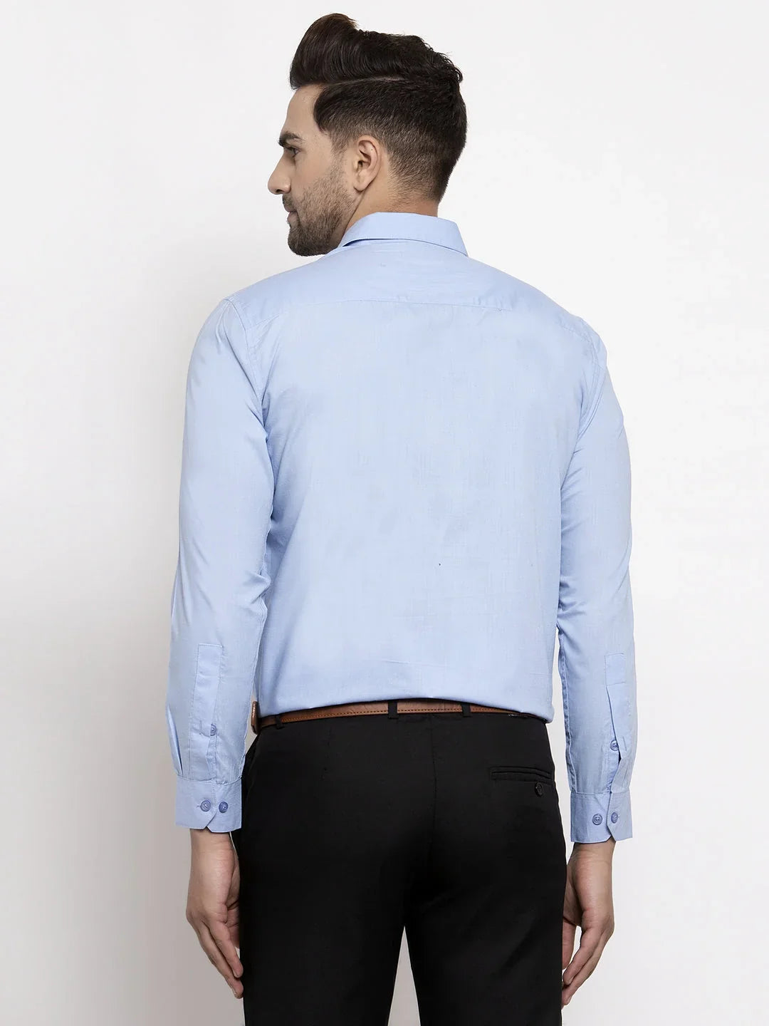 Indian Needle Men's Cotton Solid Firozi Blue Formal Shirt's