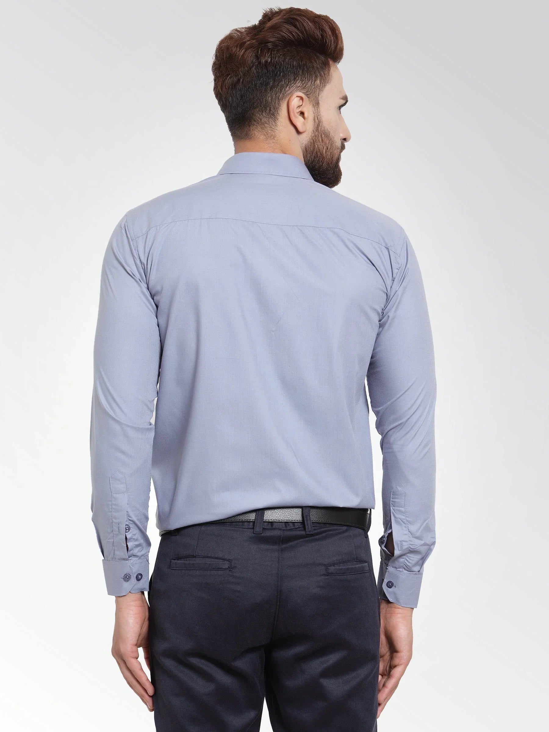 Grey Cotton Solid Shirts SF_361Light-Grey | DesiQlo