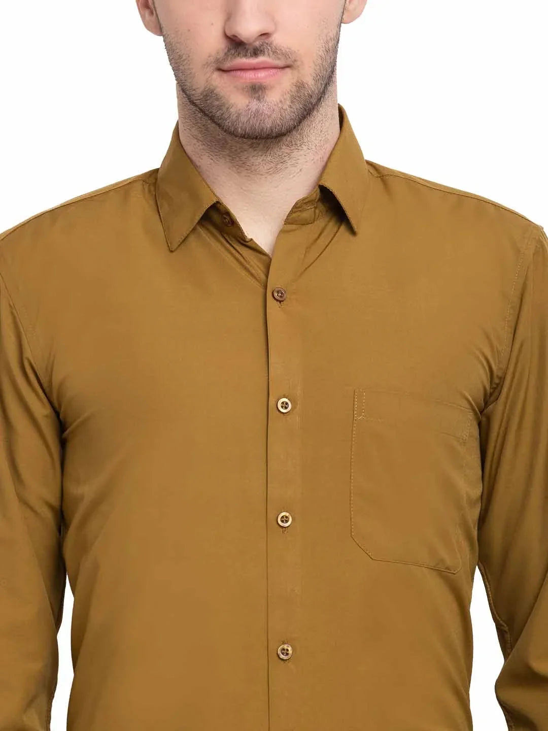 Yellow Cotton Solid Shirts SF_361Mustard | DesiQlo