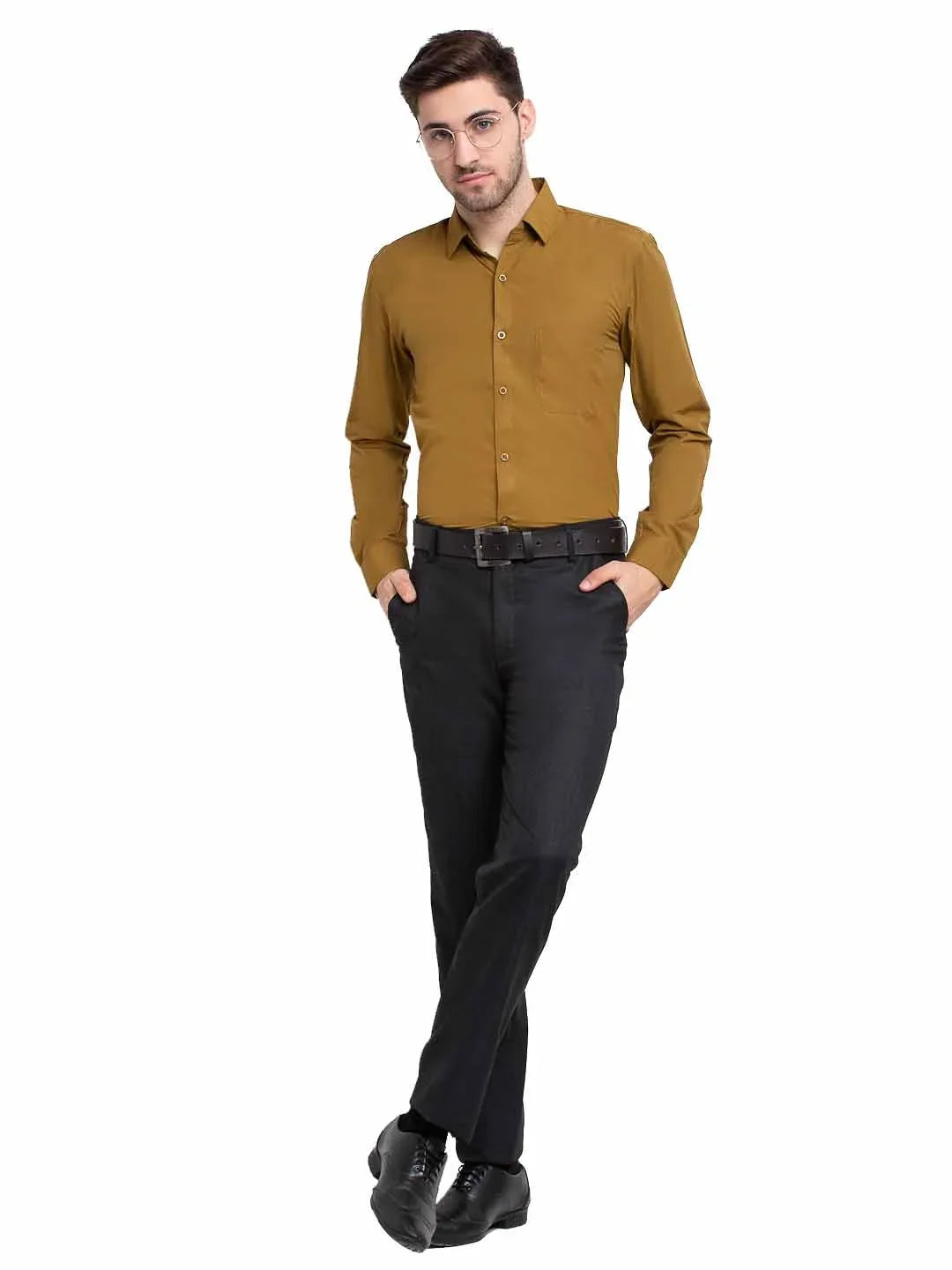 Yellow Cotton Solid Shirts SF_361Mustard | DesiQlo