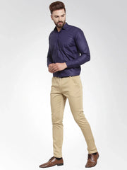 Indian Needle Men's Cotton Solid Navy Blue Formal Shirt's