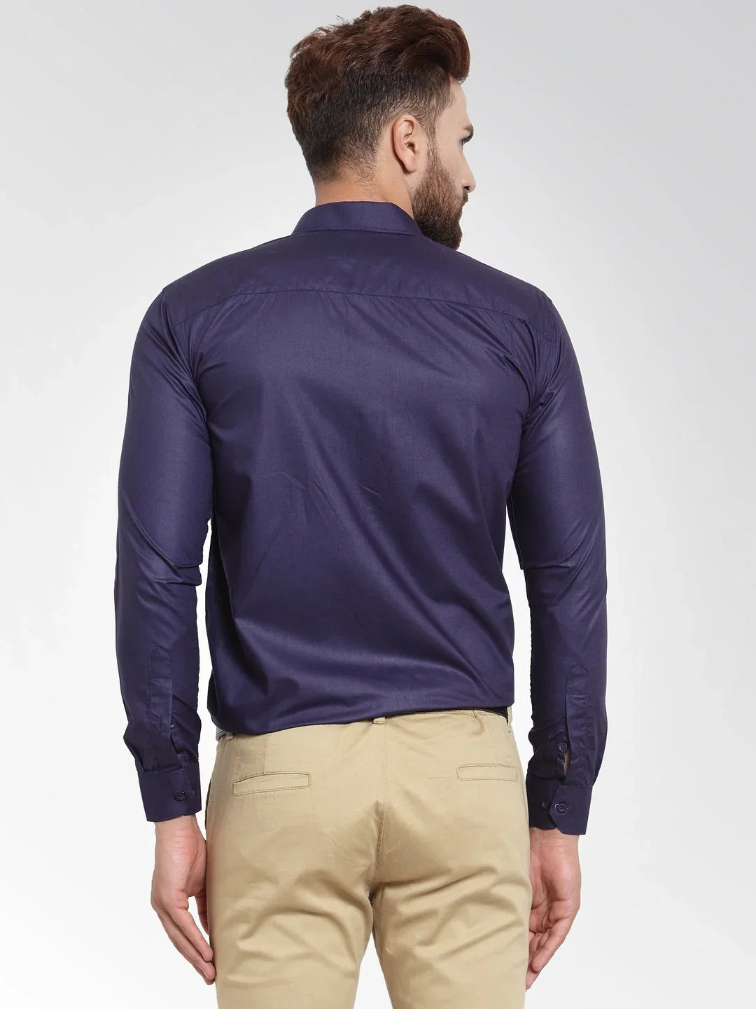 Blue Cotton Solid Shirts SF_361Navy | DesiQlo
