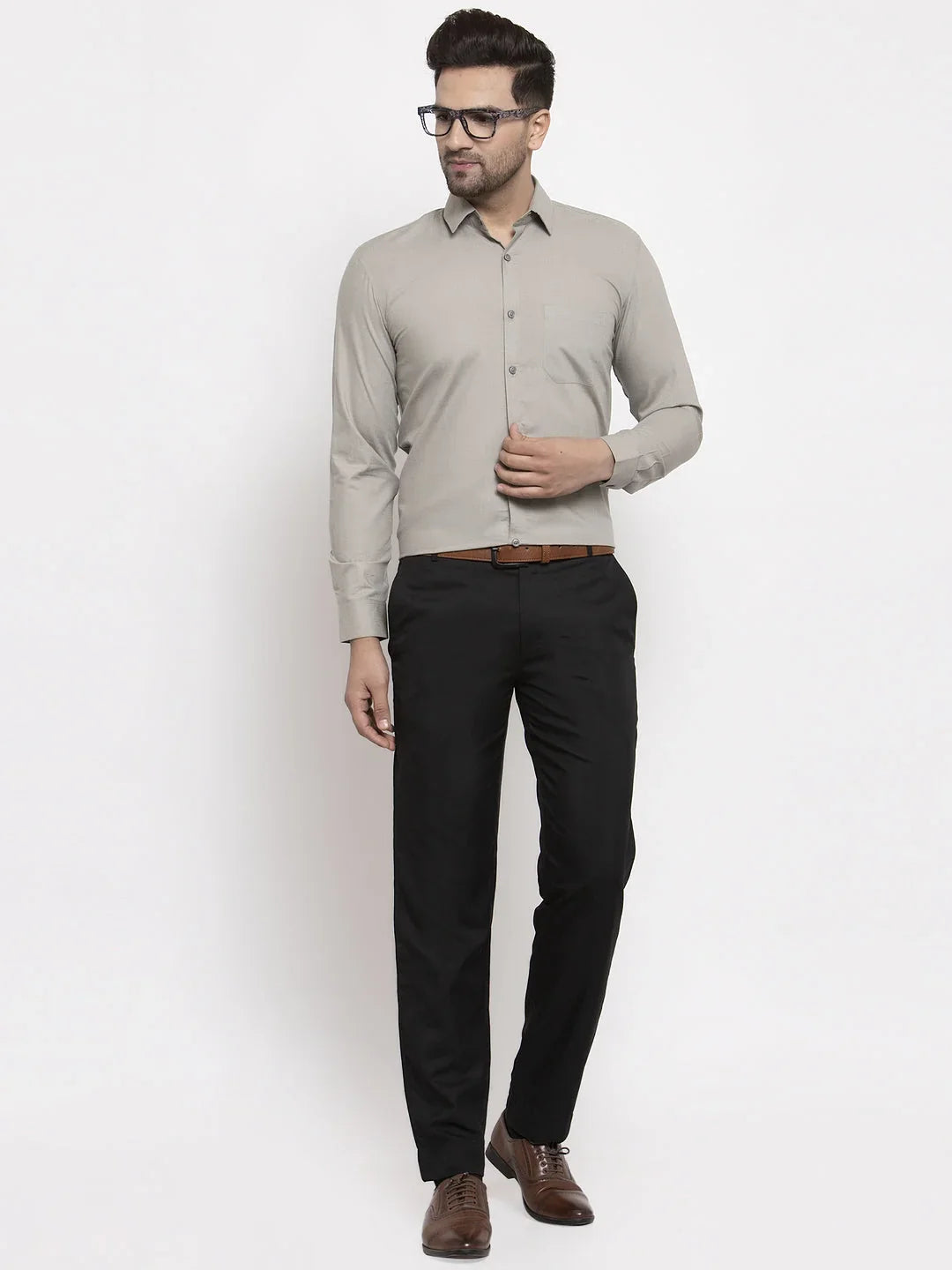 Grey Cotton Solid Shirts SF_361Steel-Grey | DesiQlo
