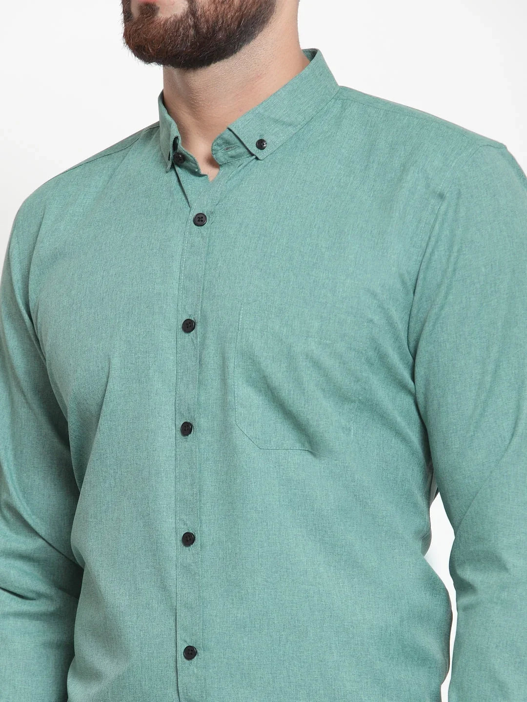 Green Cotton Solid Shirts SF_734Green | DesiQlo