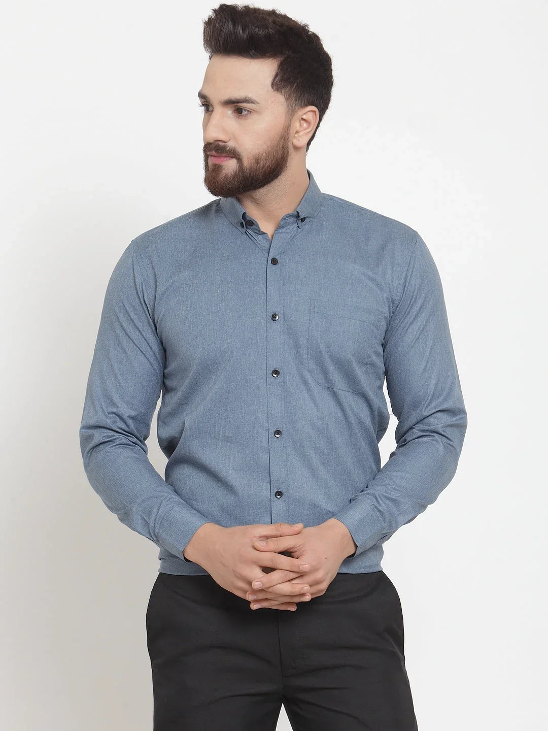 Grey Cotton Solid Shirts SF_734Grey | DesiQlo