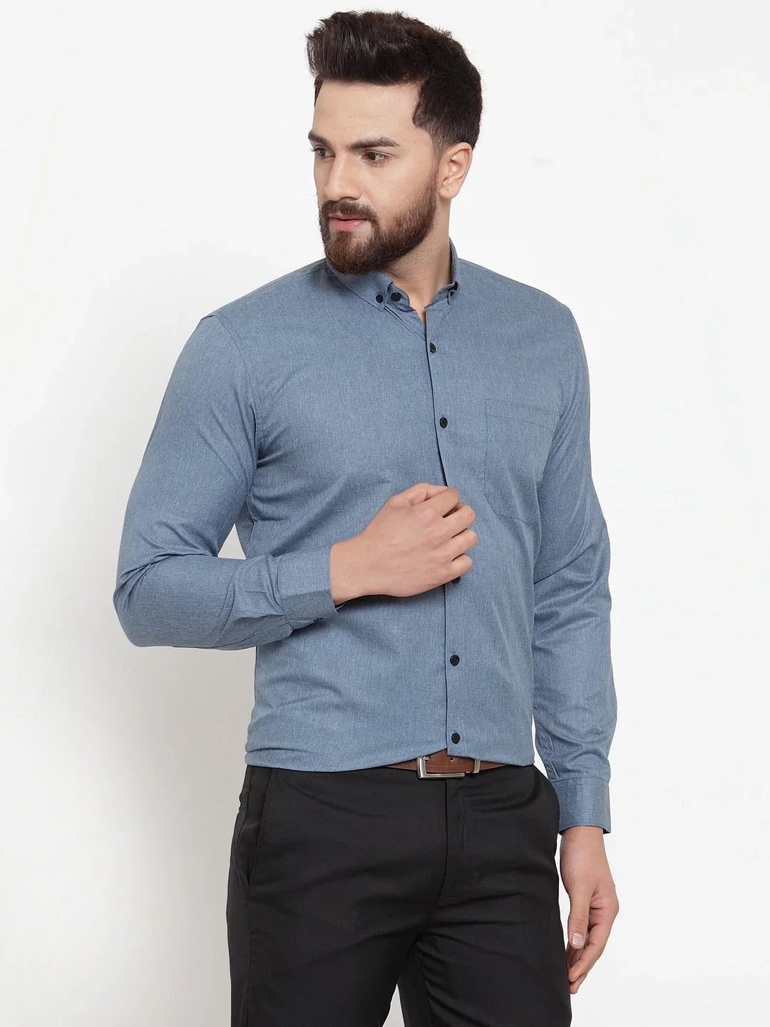 Grey Cotton Solid Shirts SF_734Grey | DesiQlo