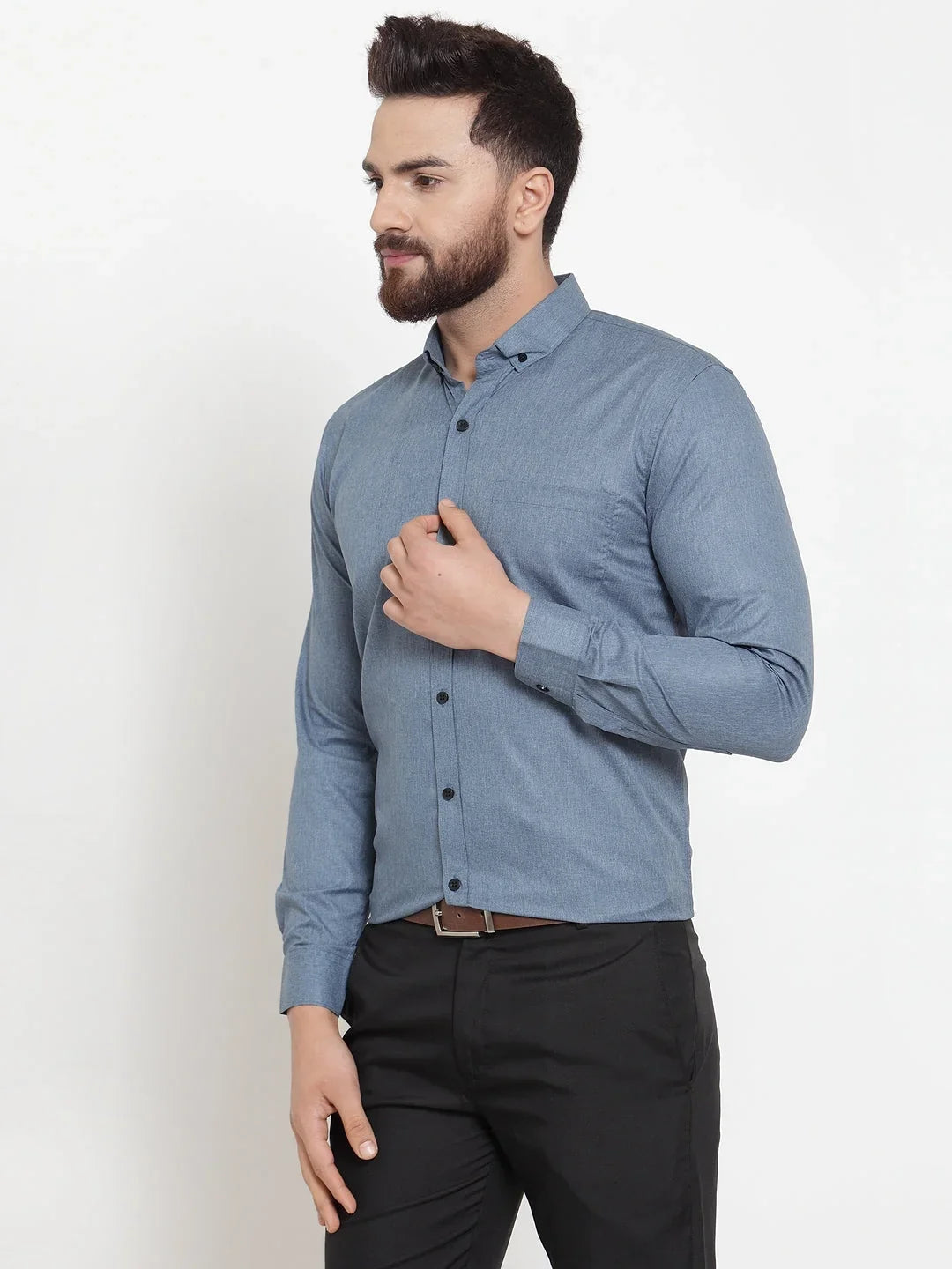 Grey Cotton Solid Shirts SF_734Grey | DesiQlo