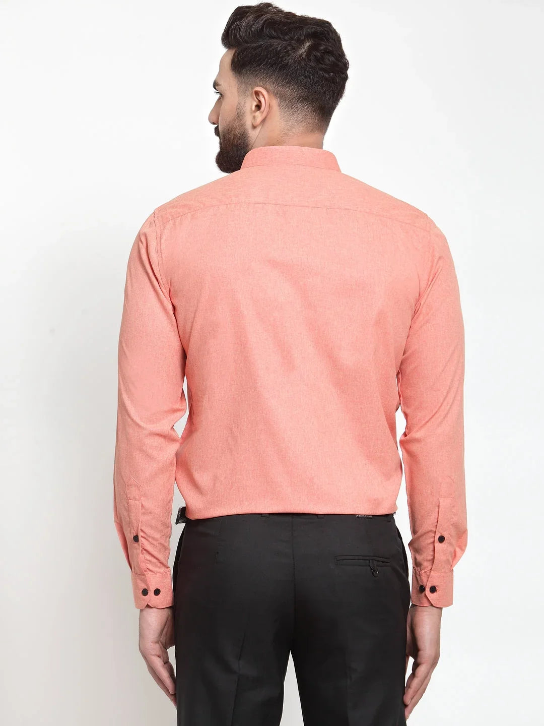 Indian Needle Peach Men's Cotton Solid Button Down Formal Shirts