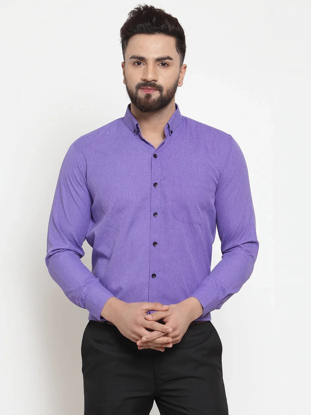 Blue Cotton Solid Shirts SF_734Voilet | DesiQlo