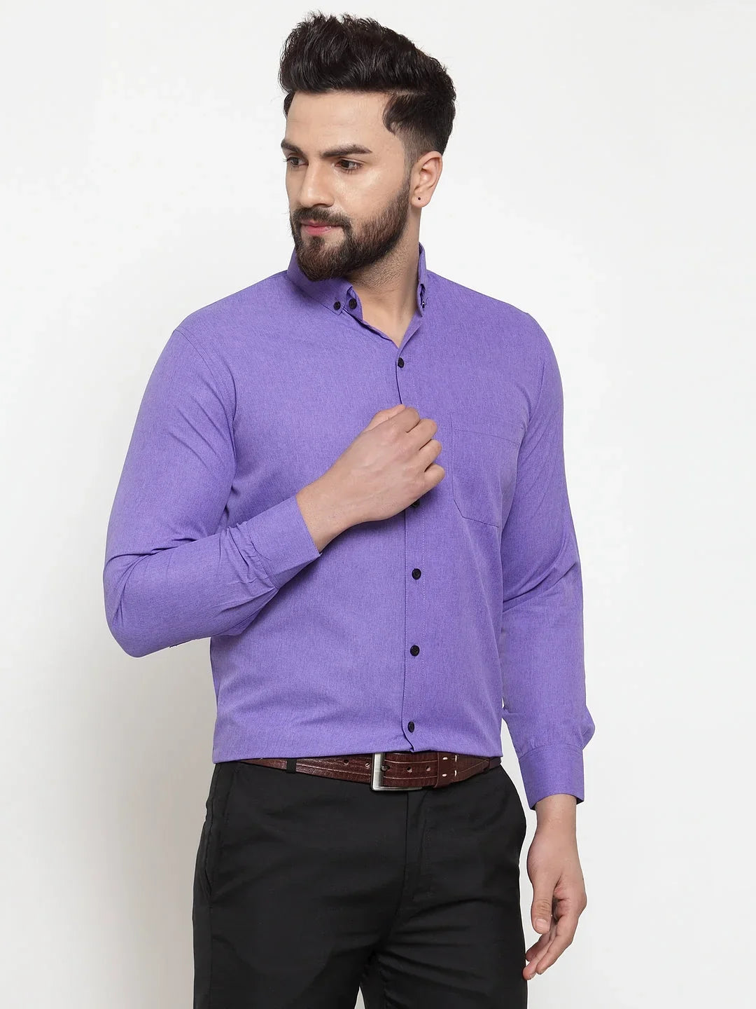 Blue Cotton Solid Shirts SF_734Voilet | DesiQlo