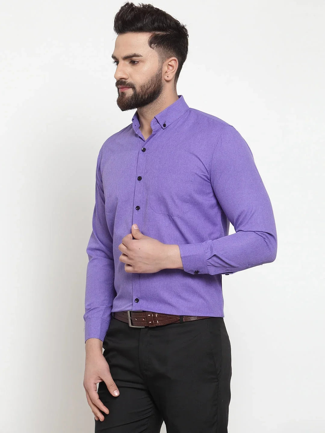 Blue Cotton Solid Shirts SF_734Voilet | DesiQlo
